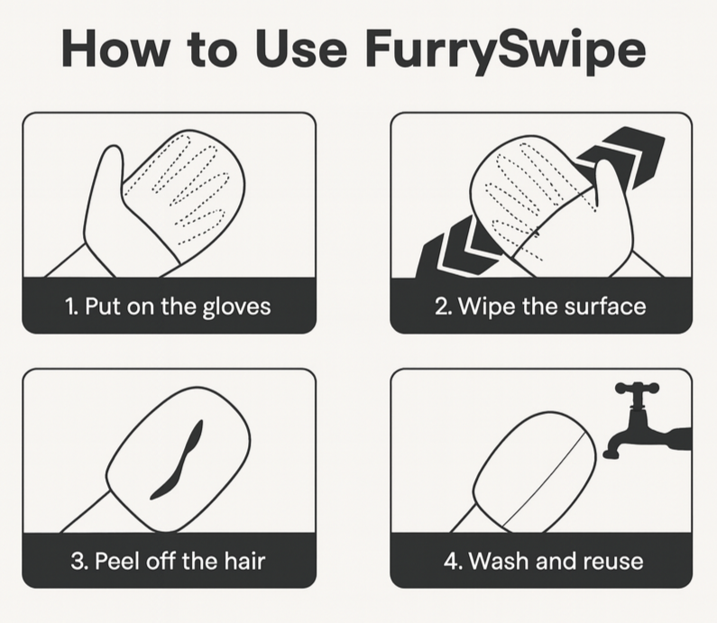 FurrySwipe™ Pet Hair Cleaner Glove for Car, Fabric & Furniture