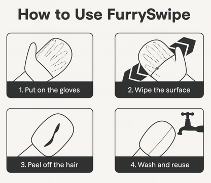 FurrySwipe™ Pet Hair Cleaner Glove for Car, Fabric & Furniture