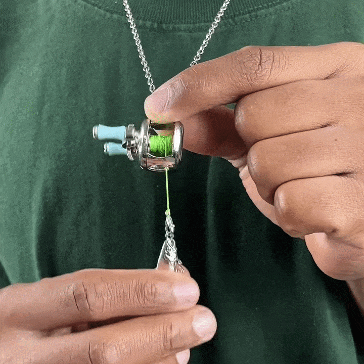 LuckyReel™ Necklace – Working Mini Fishing Reel Pendant